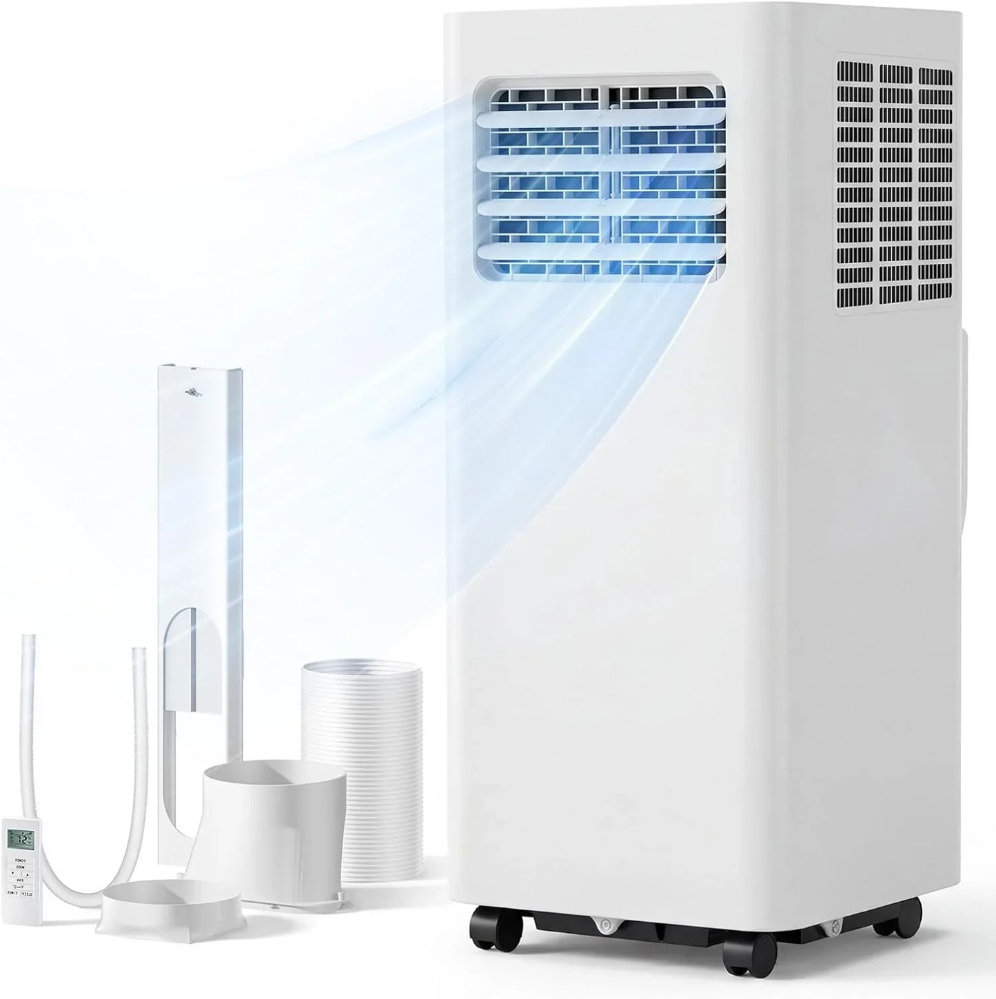 8000 BTU Portable Air Conditioner, 3-in-1 Cools 350 Sq. Ft, Quiet AC With Fan And Dehumidifier, LED Display, Remote, 24H Timer, Window Kit