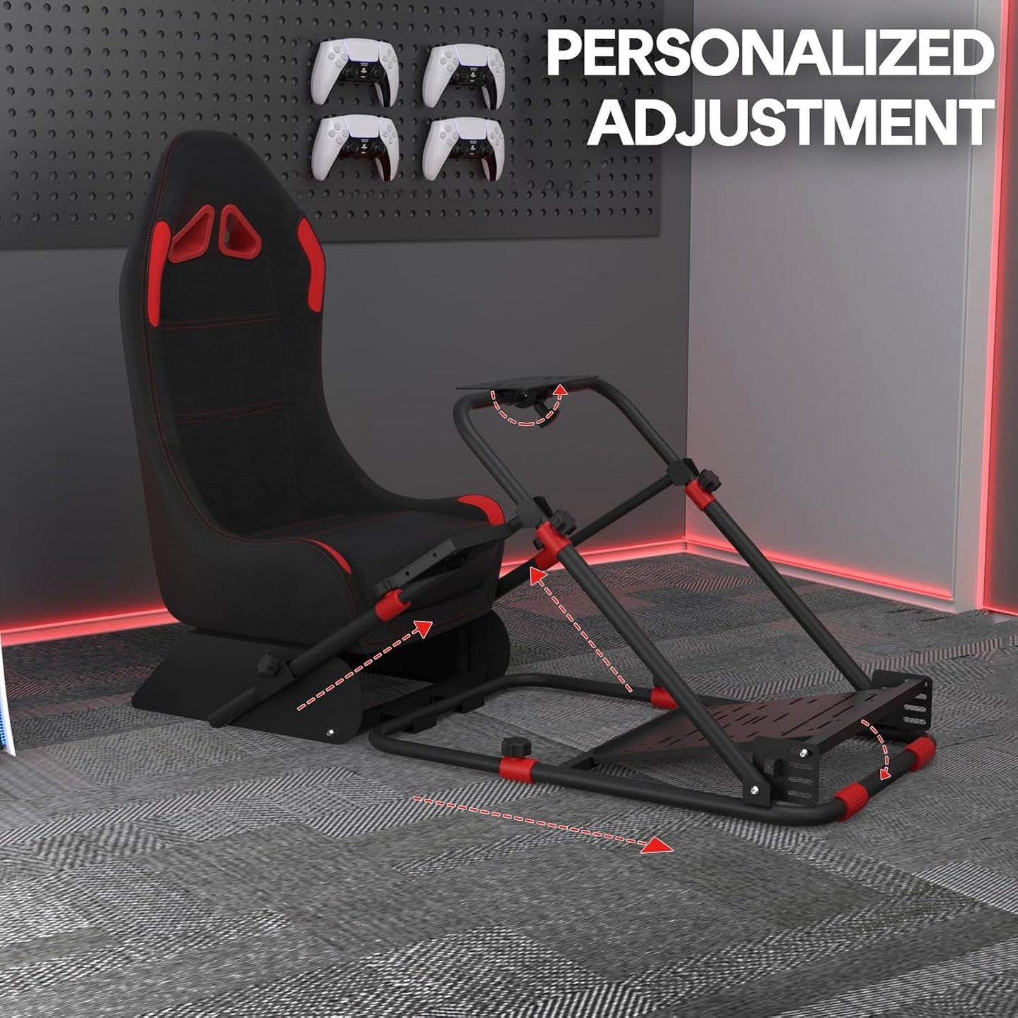 Racgting Racing Simulator Cockpit, Foldable Seat, Logitech/Thrustmaster