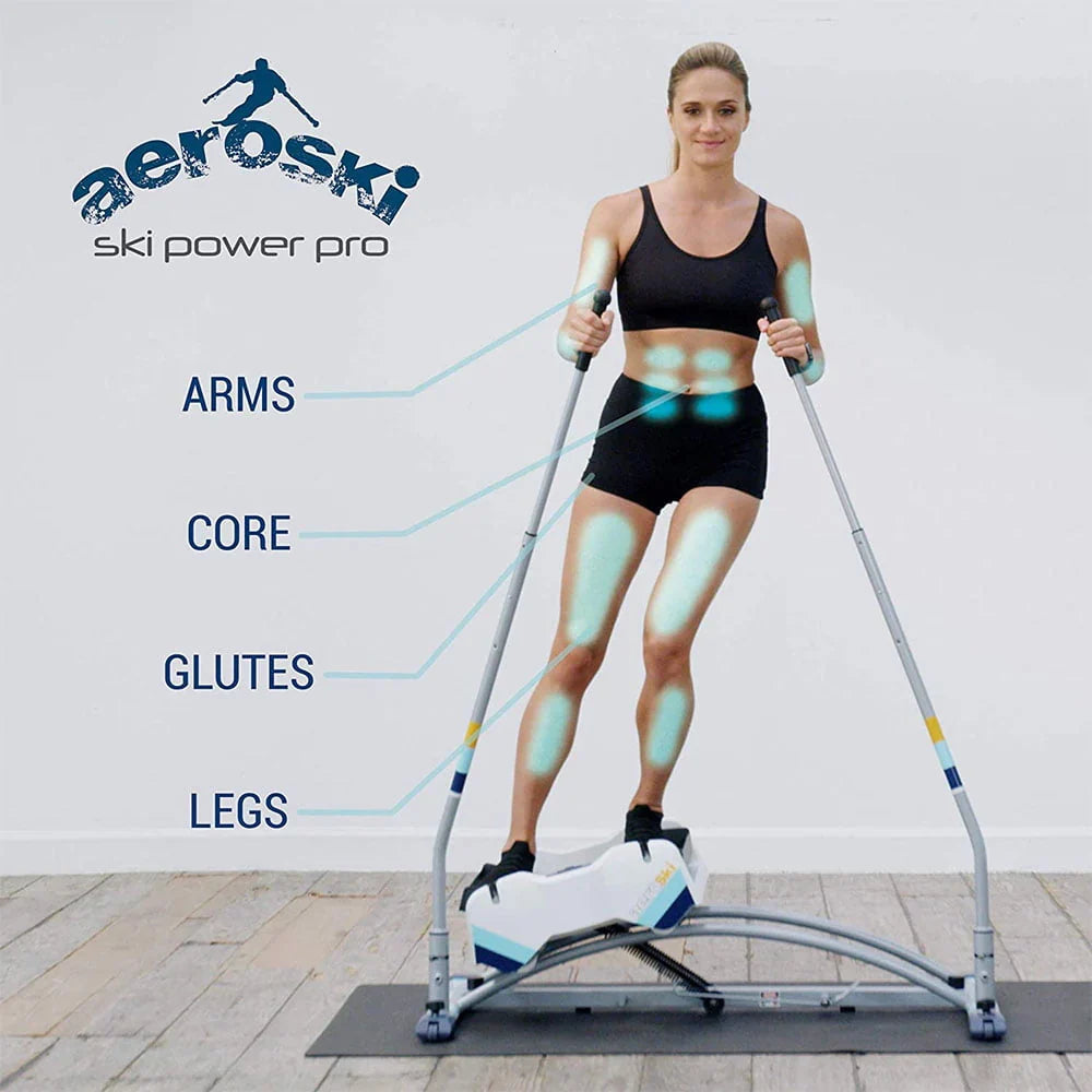 Aeroski 2.0 Ski Fitness Workout Machine With Recoil Spring Resistance Gray