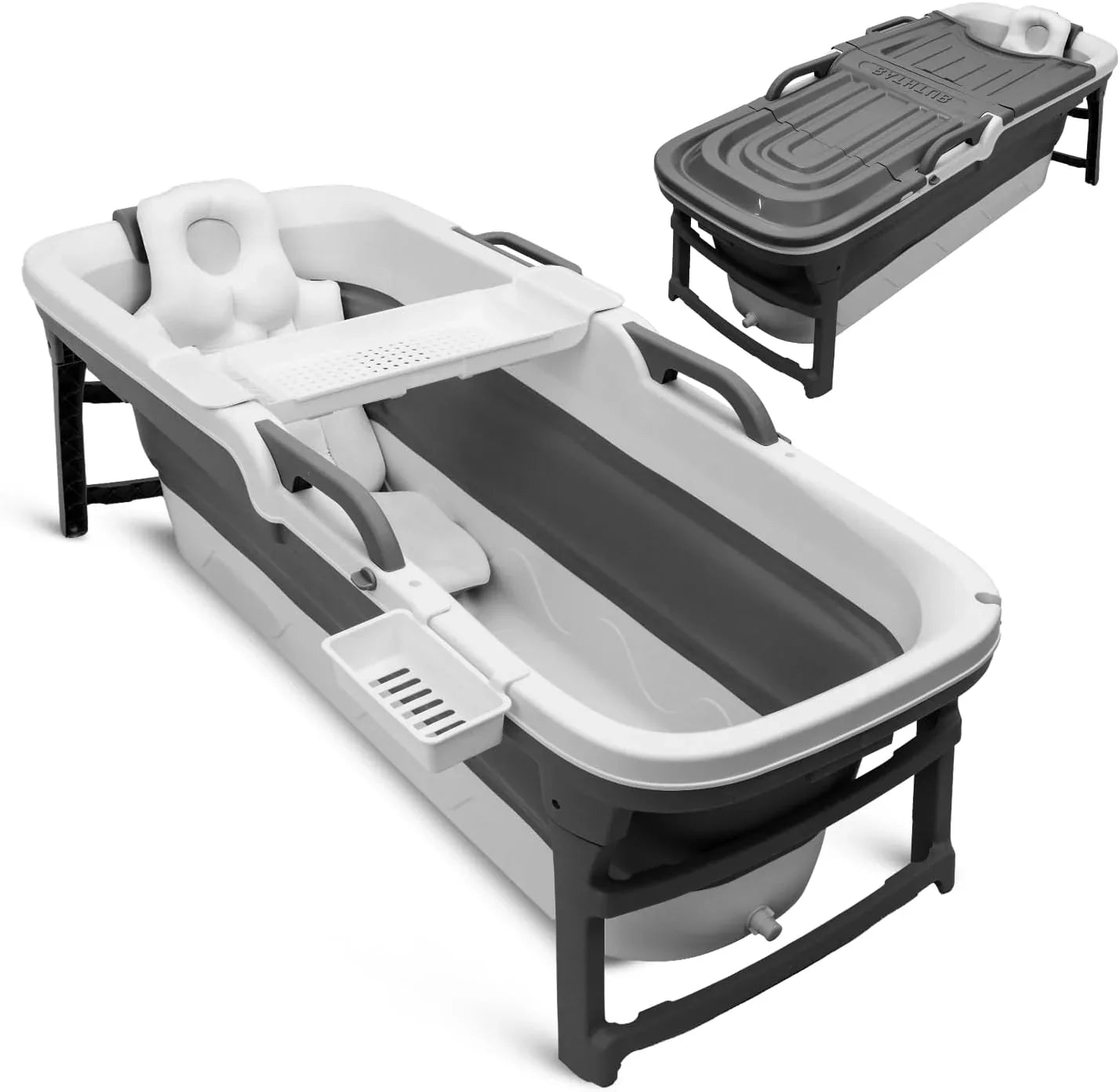 Serenelife 59 In. Portable Bathtub For Adults Large Foldable Ice Bath Tub Hot Spa Soaking Tub