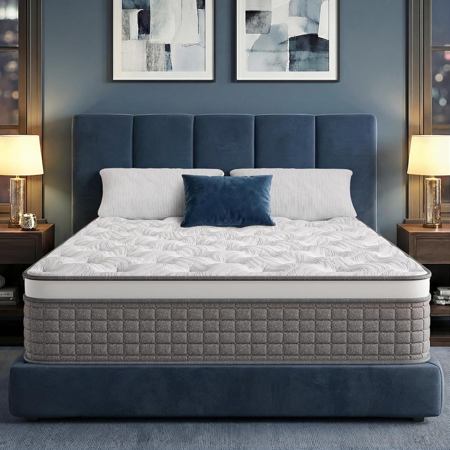 BedsPick King Size Mattress In A Box, 12 In. Soft Hybrid Mattress With Memory Foam And Individually Wrapped Pocket Springs For Support