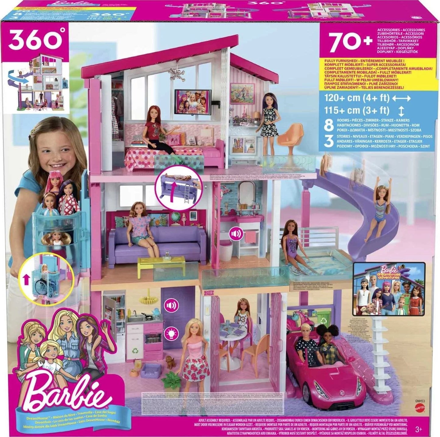 Barbie DreamHouse Dollhouse With 70 Plus Accessories Working Elevator Lights And Sounds
