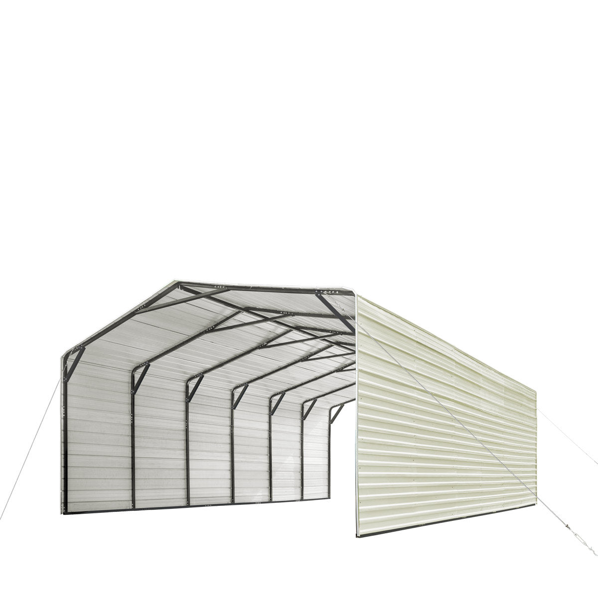 CP2030F 20' x 30' All-Steel Carport Shed With 10' Enclosed Sidewalls