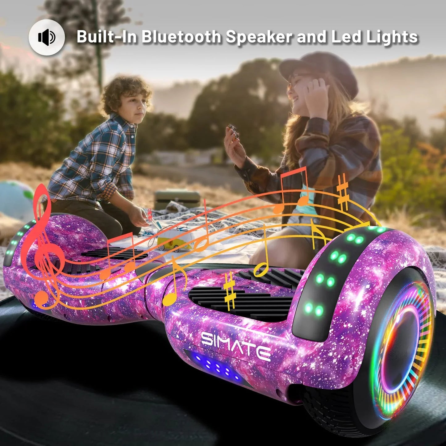 Simate 6.5 In. Hoverboard With Bluetooth And LED Lights
