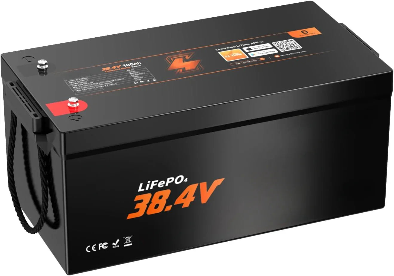 36V 100Ah Obm Bluetooth Low-Temp Protection LiFePO4 Battery, Built-In 100A Bms, Deep Cycle Lithium Iron Phosphate Battery For Trolling Motors