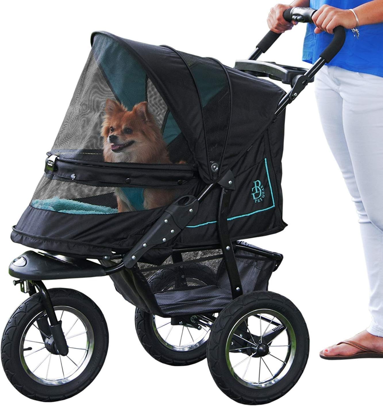 No-Zip Nv Pet Stroller For Cats/Dogs Zipperless Entry Easy One-Hand Fold Gel-Filled Tires Plush Pad Plus Weather Cover Included 3 Colors