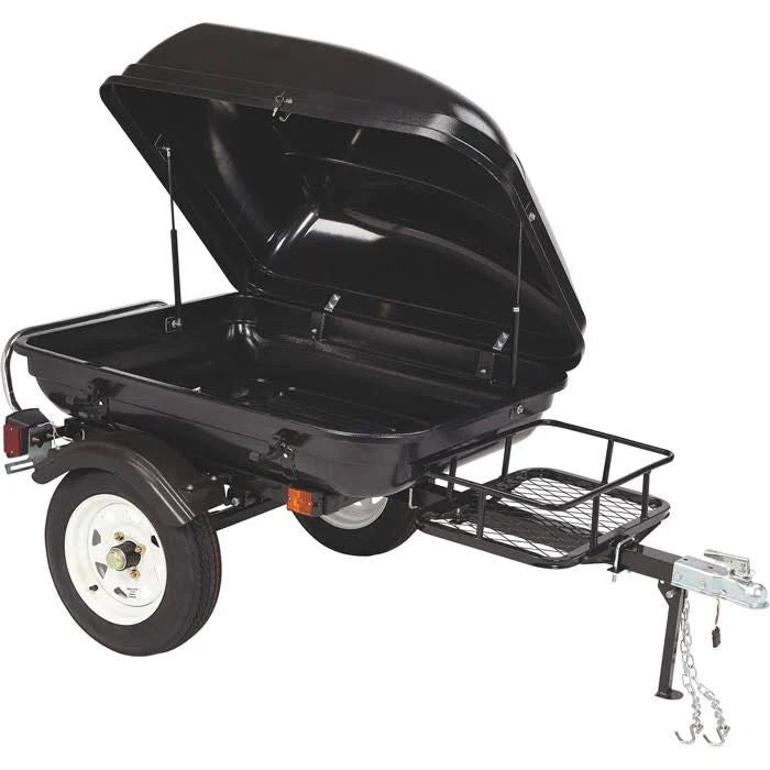 Ultra-Tow Tag-Along Pull Behind Motorcycle Cargo Trailer- Steel Frame, 16.6 Cu. Ft. Storage, 600-lb. Load Capacity 3806S118