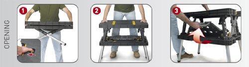 Keter C 197283 Folding Table Work Bench For Miter Saw Stand Woodworking Tools And Accessories With Included 12 In. Wood Clamps C Easy Garage