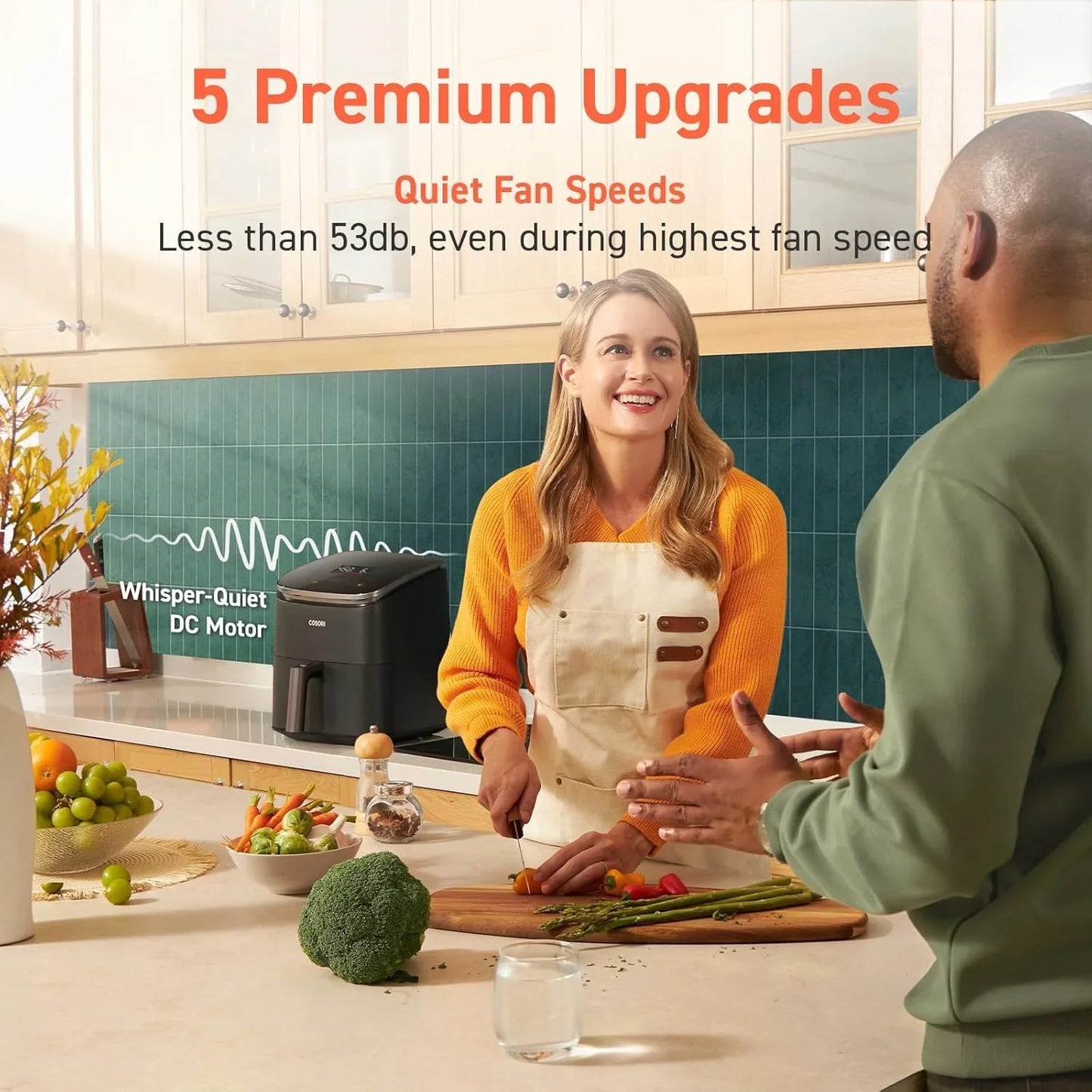 Cosori Air Fryer 9-in-1 Compact And Large 6-Qt. Fast Turbo Modes Precise Heat For Even Results