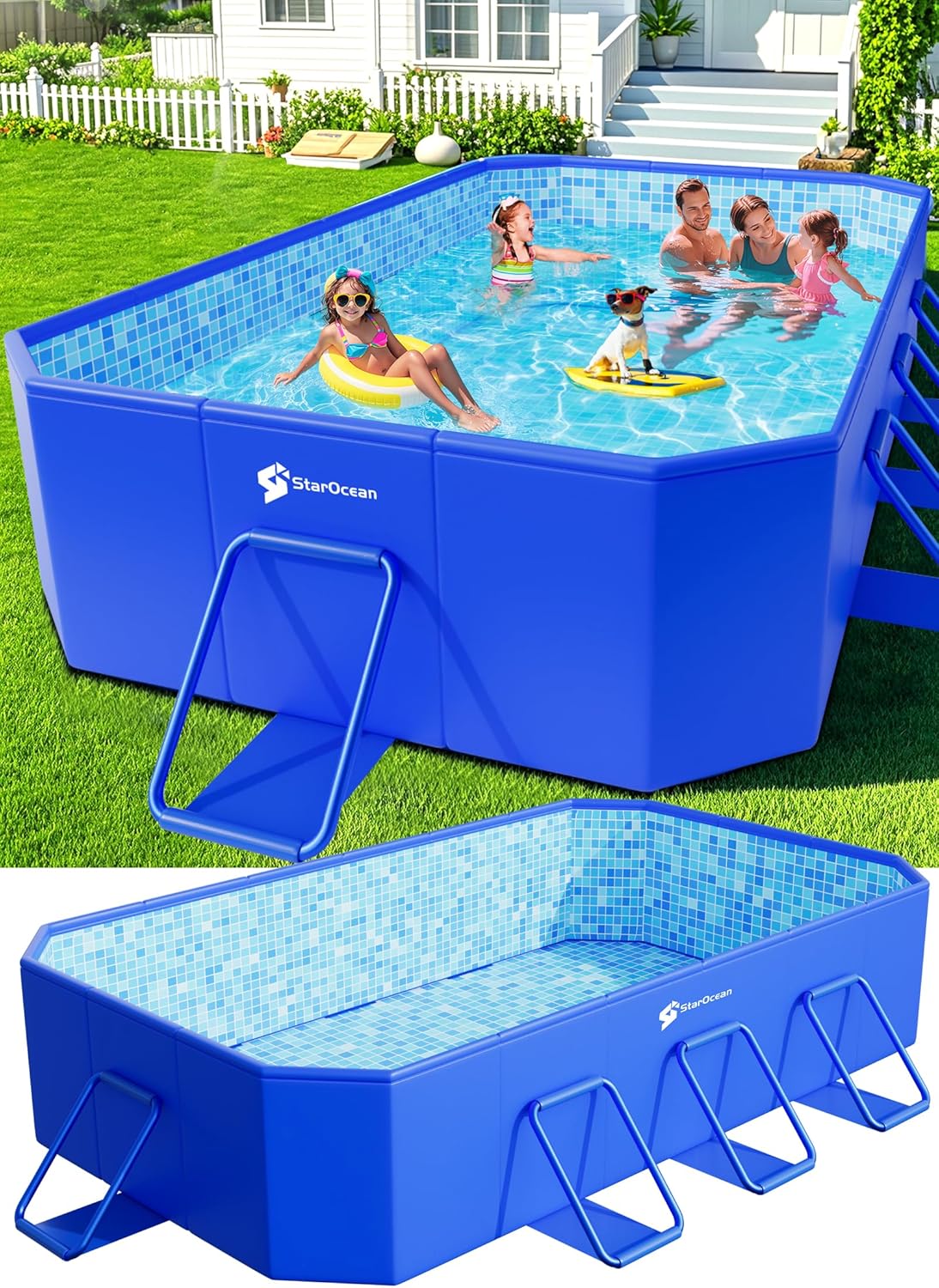Foldable Pool, Large Non-Inflatable Swimming Pool For Kids, Adult Collapsible Pools Hard Plastic Shell, Oversized Thickened