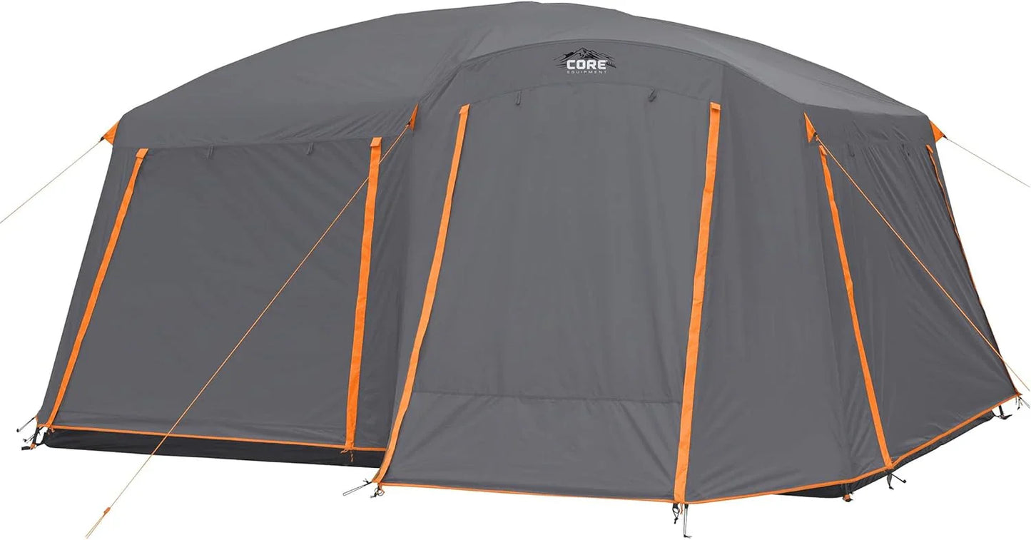 Straight Wall Cabin Tents, 10 Person/11 Person/12 Person Large Multi Room Family Tents For Car Camping And Outdoor Adventures