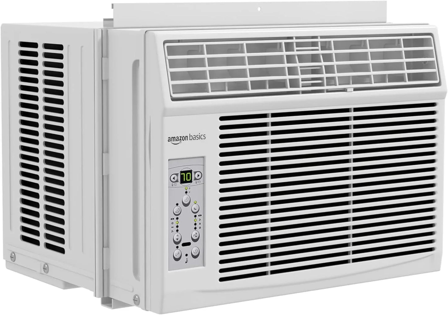 Amazon Basics 5000-BTU Window Air Conditioner With Quiet Operation, Up To 150 Sqf, Cool And Fan Functions, Washable Filter, Adjustable Window Kit