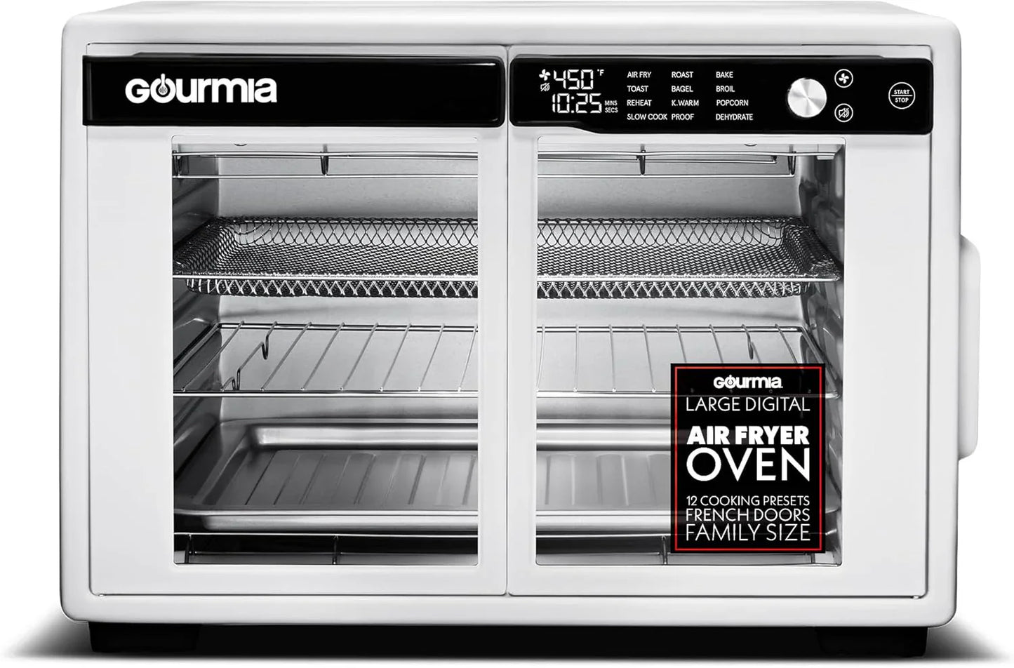 Gourmia French Door Air Fryer Oven- 37 Qt. Large Capacity Convection Toaster Oven