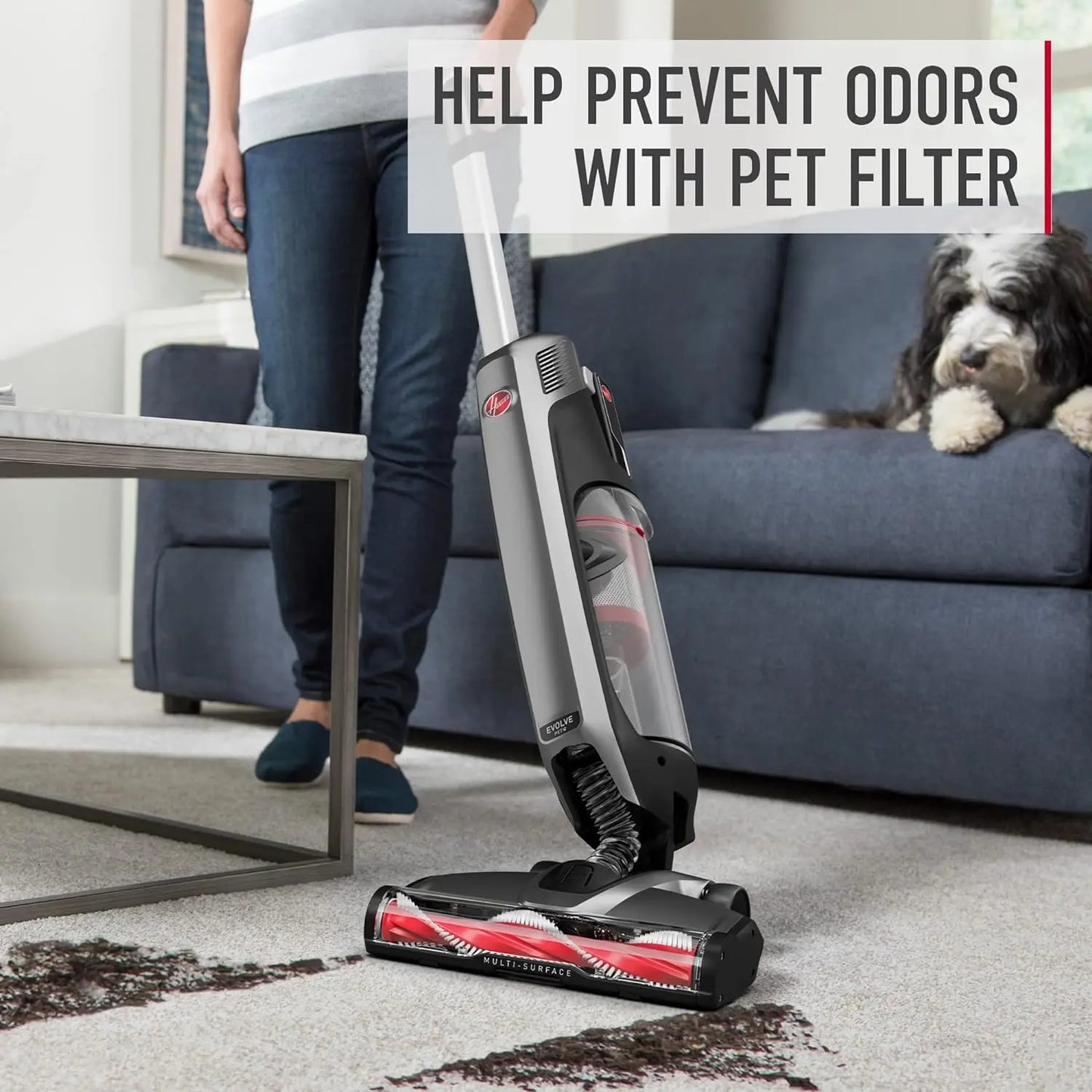 Hoover ONEPWR Evolve Pet Cordless Small Upright Vacuum Cleaner, Lightweight Stick Vac, For Carpet And Hard Floor, BH53422V, Black
