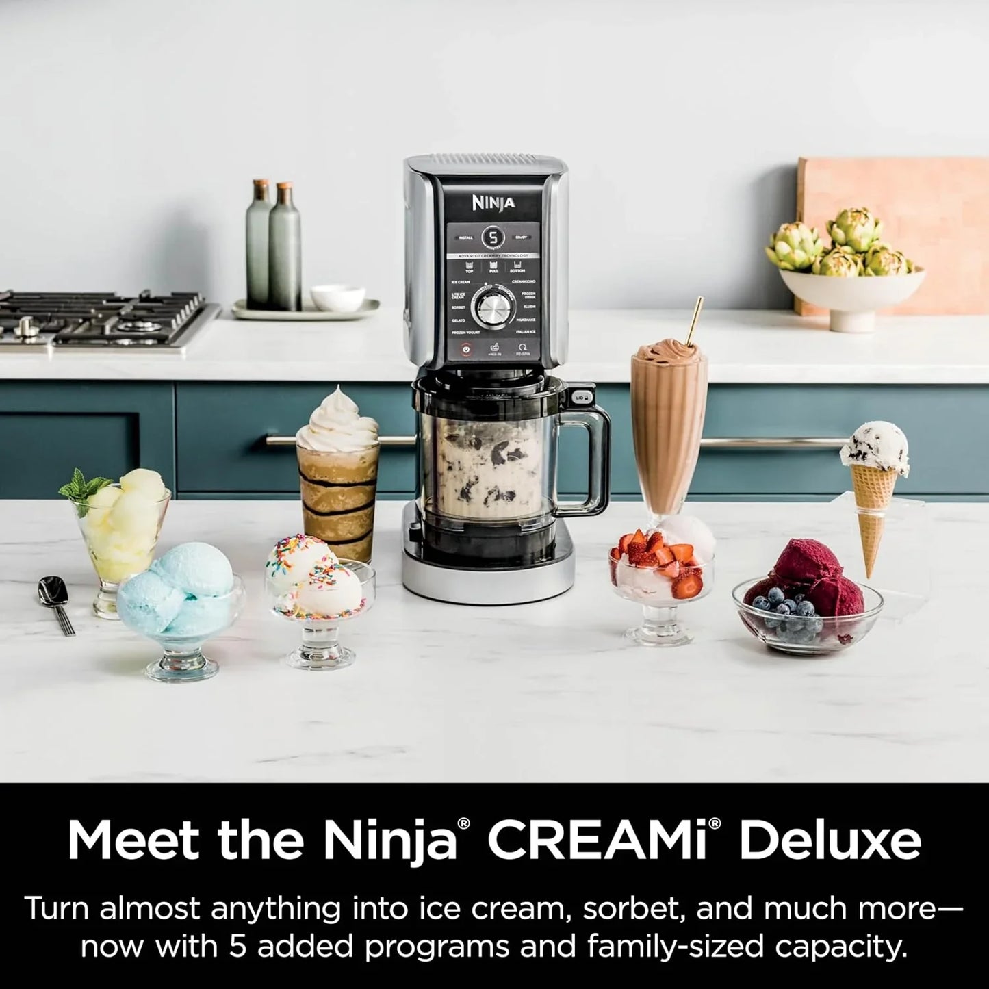 Ninja NC301 CREAMi Ice Cream Maker, For Gelato, Mix-Ins, Milkshakes, Sorbet, Smoothie Bowls And More, 7 One-Touch Programs, With