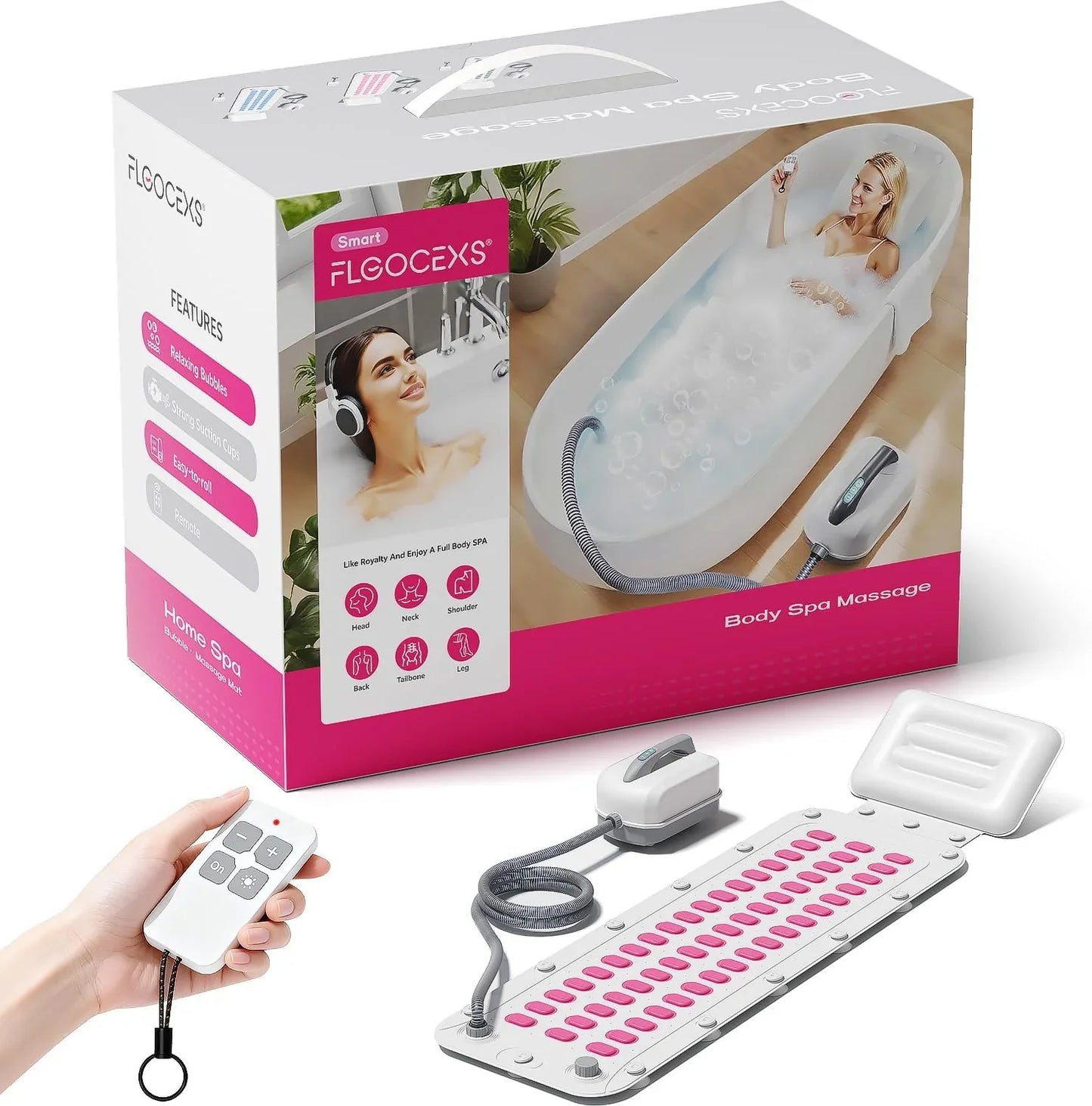 Portable Spa Bubble Bath Massager, Full Body Waterproof Spa Mat With Non-Slip Suction Cups