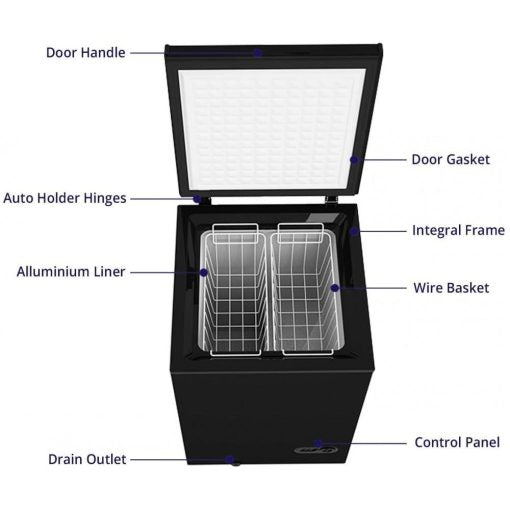 Northair Chest Freezer C 3.5 Cu. Ft. With 2 Removable Baskets C Reach In Freezer Chest C Quiet Compact Freezer C 7 Temperature Settings C Black