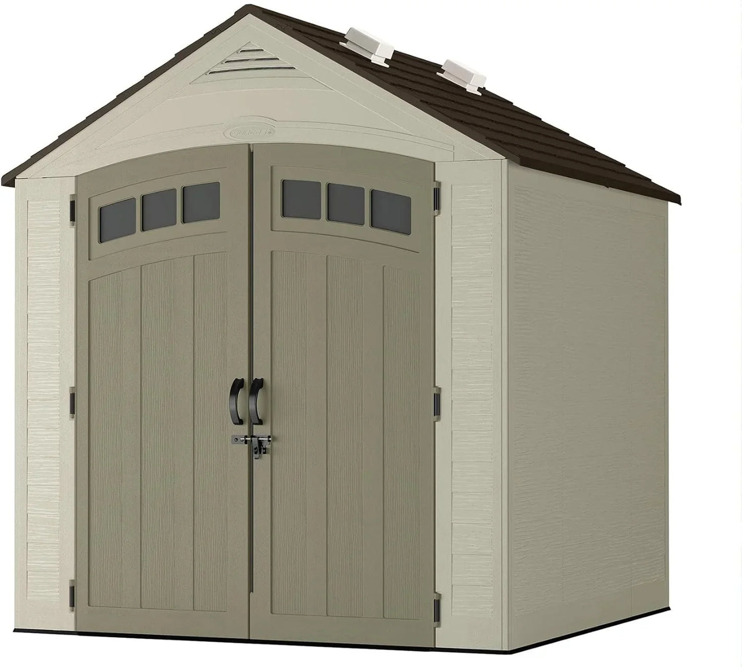 7x7 Storage Shed With Multi-Wall Resin Panels, 4 Skylights, IllumiVent System, And Pad-Lockable Doors, 84quot, D x 84quot, W x 98 In. H