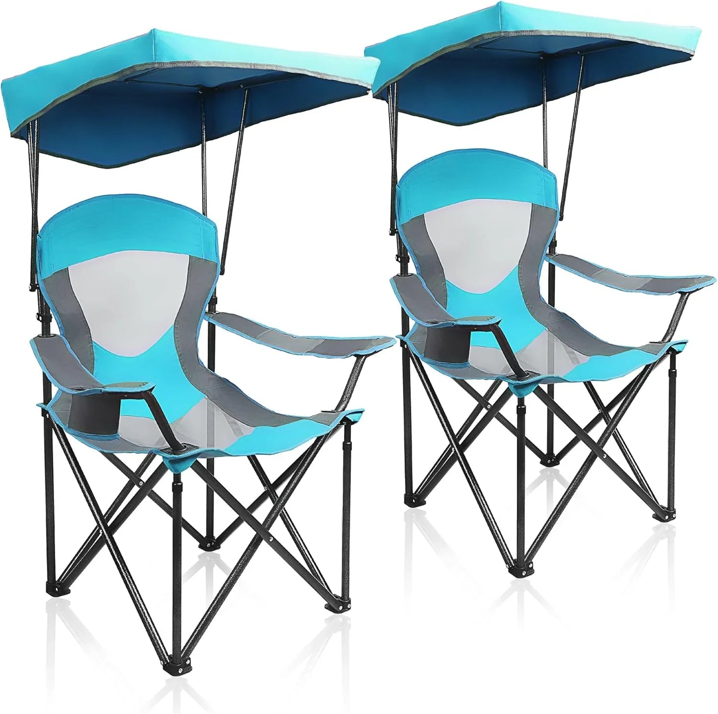Alpha Camp Heavy Duty Canopy Camping Chair, 350 Lbs Capacity Oversized Folding Chair With Adjustable Sunshade