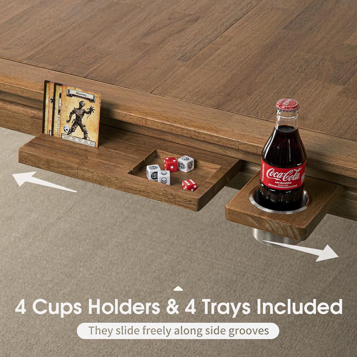 Board Game Table With Removable Top, Seats 4, 6, 57 In. x 33 In. Play Area