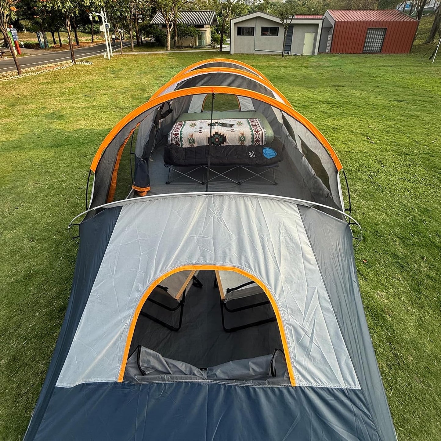 Campros Cp Tent 12-Person-Camping-Tents, 3 Room Family Tents, Waterproof Windproof Family Tent With Top Rainfly, 6 Large Mesh Windows