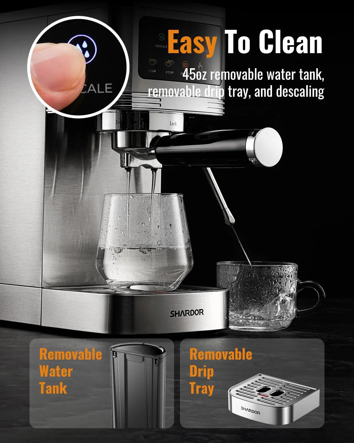 Shardor Espresso Machine 20 Bar, Professional Espresso Machine With Milk Frother And Touchscreen