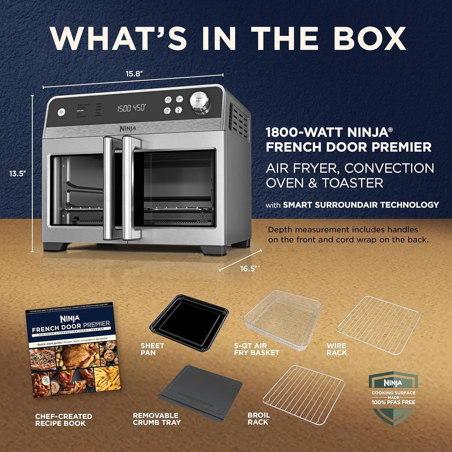 Ninja, French Door Premier, Air Fryer, Convection Oven, Toaster, 5-Qt. Air Fry Basket