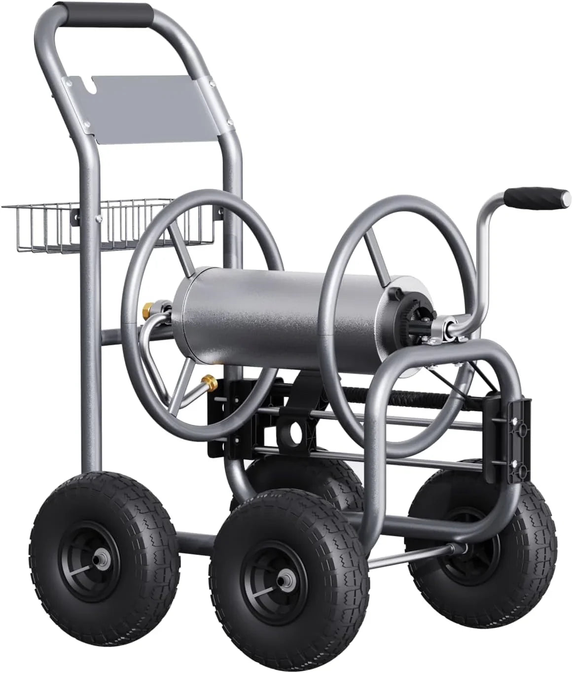 Hose Reel Cart, Hose Cart With Wheels Heavy Duty, Industrial Hose Reels For Outside, 250-Feet Of 5/8 In. Hose Capacity, Hose Guide Pre-Installed