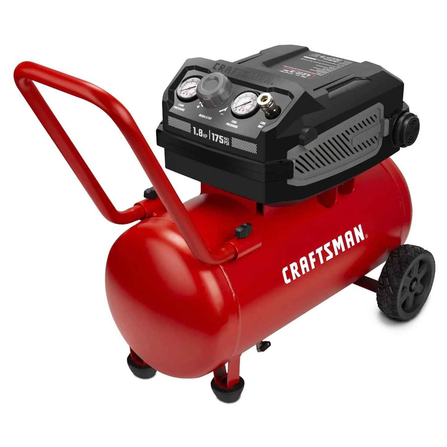 Hard Air Compressor, 10 Gallon 1.8 HP 175 PSI, 4.0CFM 90PSI, Oil Free And Maintenance Free, Portable With Large Wheels, CMXECXA0201041