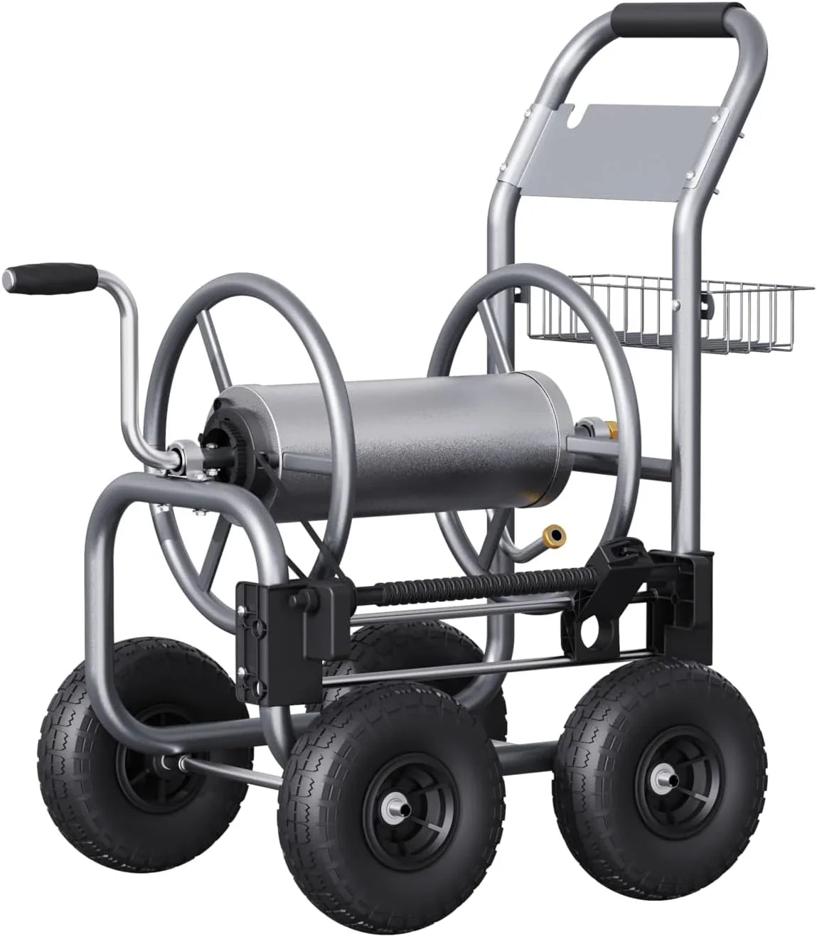 Hose Reel Cart, Hose Cart With Wheels Heavy Duty, Industrial Hose Reels For Outside, 250-Feet Of 5/8 In. Hose Capacity, Hose Guide Pre-Installed