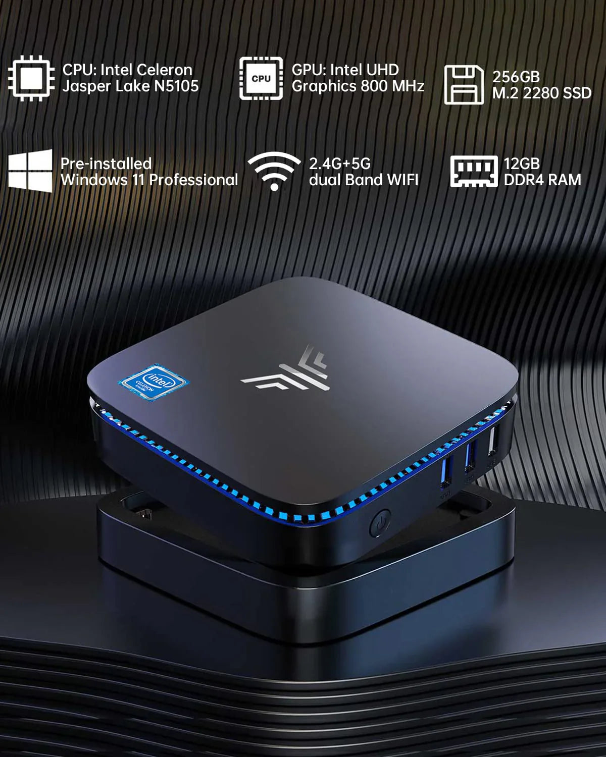 Kamrui Mini PC AK1 Pro 12GB Ram 256GB SSD