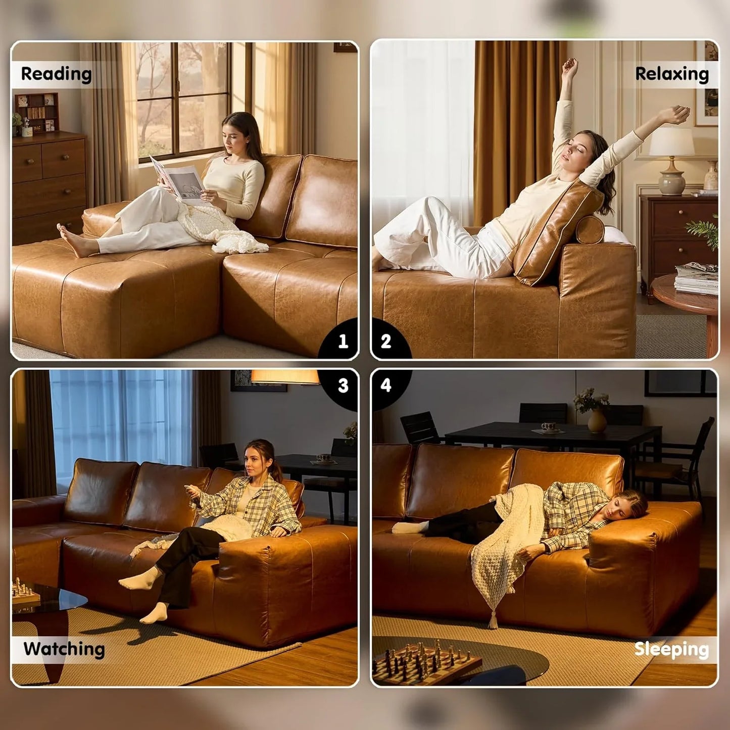 Ovios 104 In. Cloud Sectional Couch With L-Shape Chaise, Modern Modular Sofa With Deep Seat, Upholstered Couches For Living Room Bedroom
