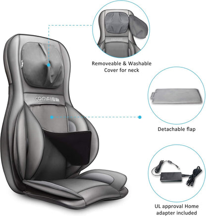 Comfier Massager Chair With Heat Shiatsu Neck Back Massager Portable With Compress And Rolling Massage Chair Pad For Full Back Neck And