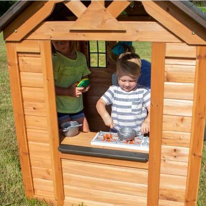 Indoor/Outdoor Cedar Playhouse With Kitchen