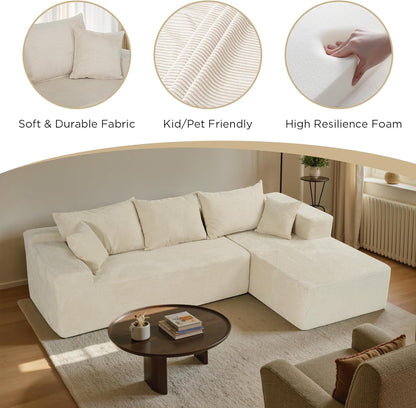 Cloud Sectional Couch With L-Shape Chaise, Modern Modular Sofa With Deep Seat, Upholstered Couches For Living Room Bedroom, No Assembly Required