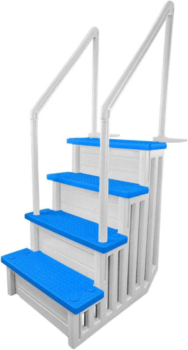 Select Anti-Slip in-Pool Steps, Gray, For Above Ground Swimming Pools, Can Mount To Decks 48 In. To 54 In. H, Safety Stairs Capacity Up To 300 Lbs