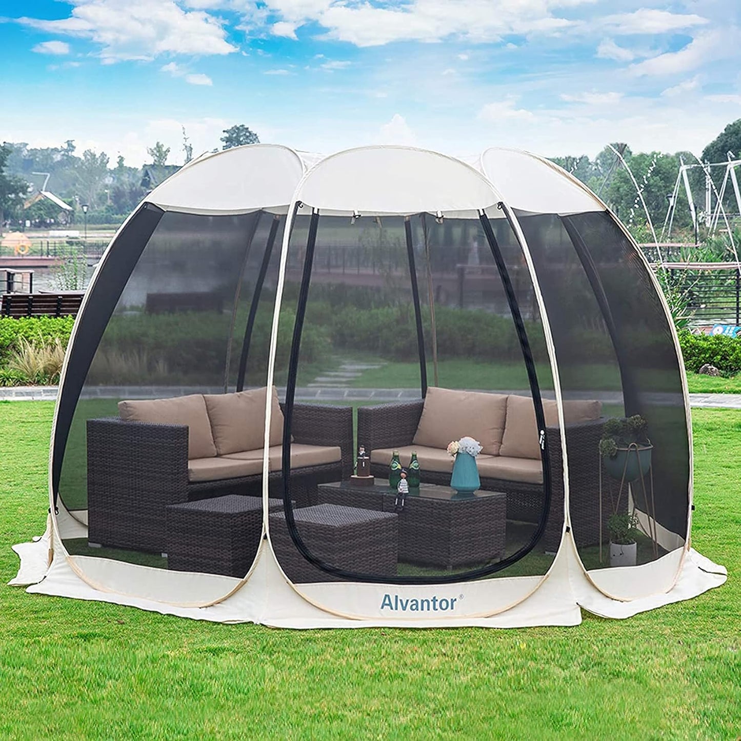 Alvantor Pop Up Screen House Gazebo With Mosquito Netting, Instant UV Resistant Sun Shelter
