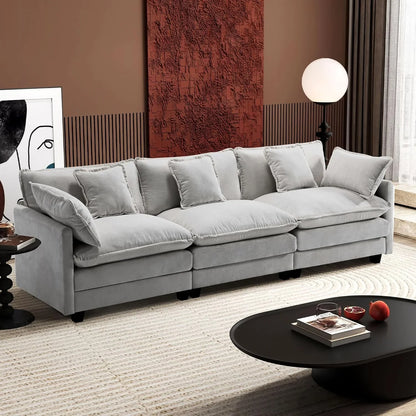 Ihanherry 146 In. U-Shaped Modern Sofa Modular Sectional Cloud Couch With 2 Ottoman