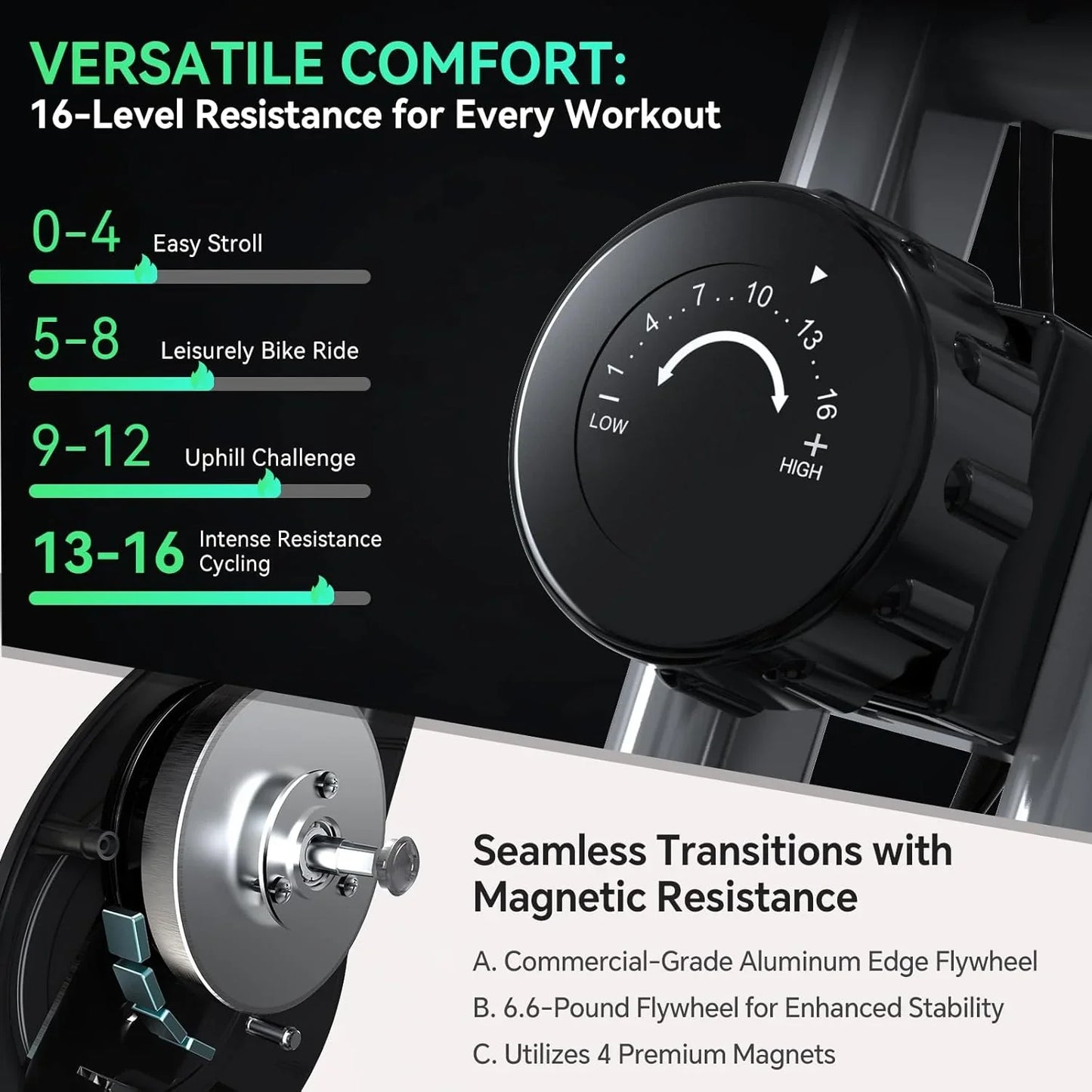 Foldable Exercise Bike Stationary Bikes For Home, 5-in-1 Indoor Workout Bike, Cycling Bike With 16-Level Quiet Magnetic Resistance