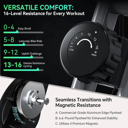 Foldable Exercise Bike Stationary Bikes For Home, 5-in-1 Indoor Workout Bike, Cycling Bike With 16-Level Quiet Magnetic Resistance