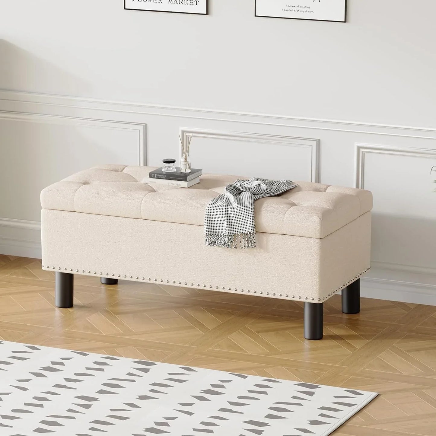 Furniliving Modern Storage Ottoman Bench