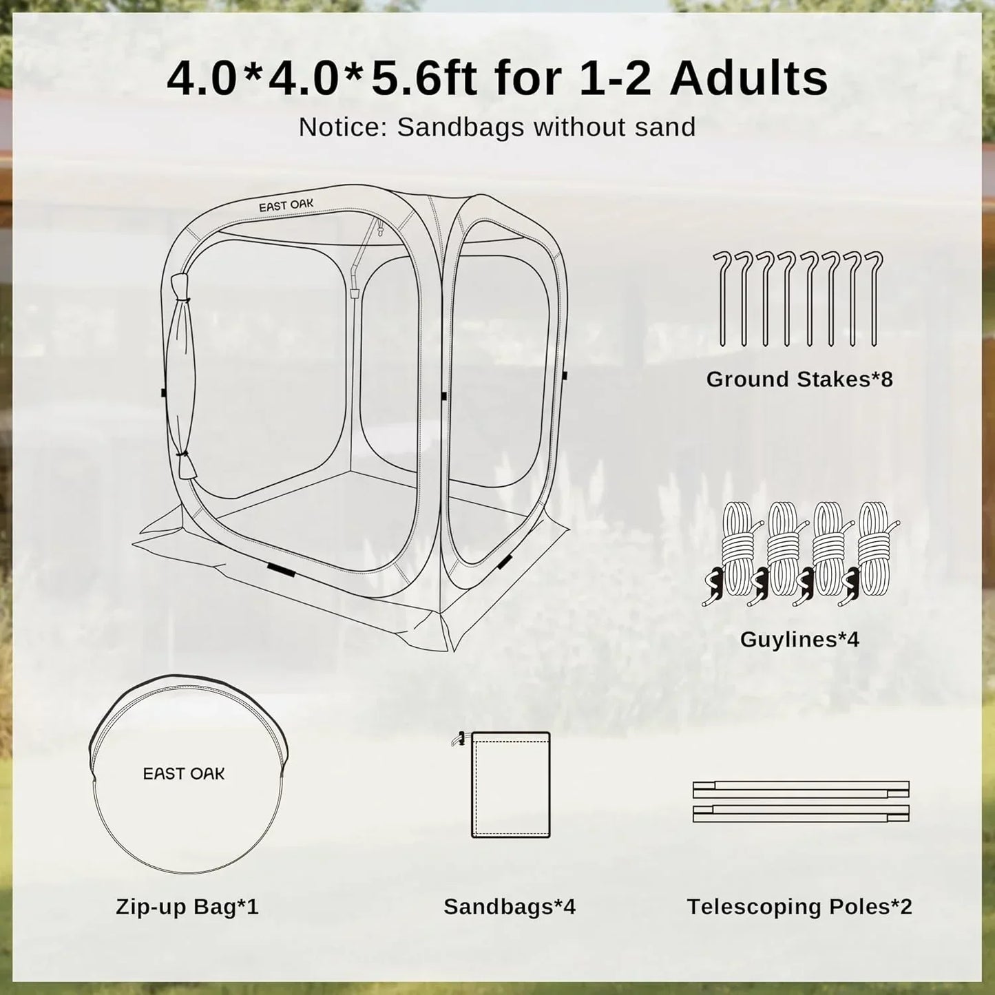 East Oak Screen House Tent Pop-Up Portable Screen Room Canopy Instant Screen Tent 10 x 10 Ft