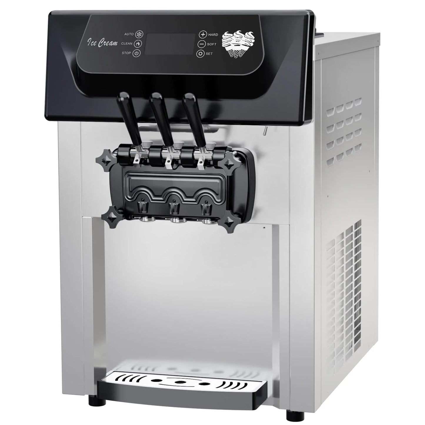 2200W Commercial Ice Cream Machine, 3 Flavor Soft Serve Ice Cream Machine, 5.3-7.4 Gal/Hr, With LCD Touch Screen, Automatic Cleaning