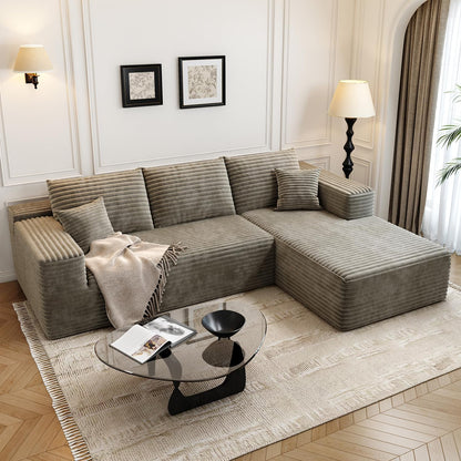 107.5 In. Cloud Modular Sectional Sofa Couch With L-Shape Chaise, Modern Minimalist Upholstered Couches For Living Room Bedroom