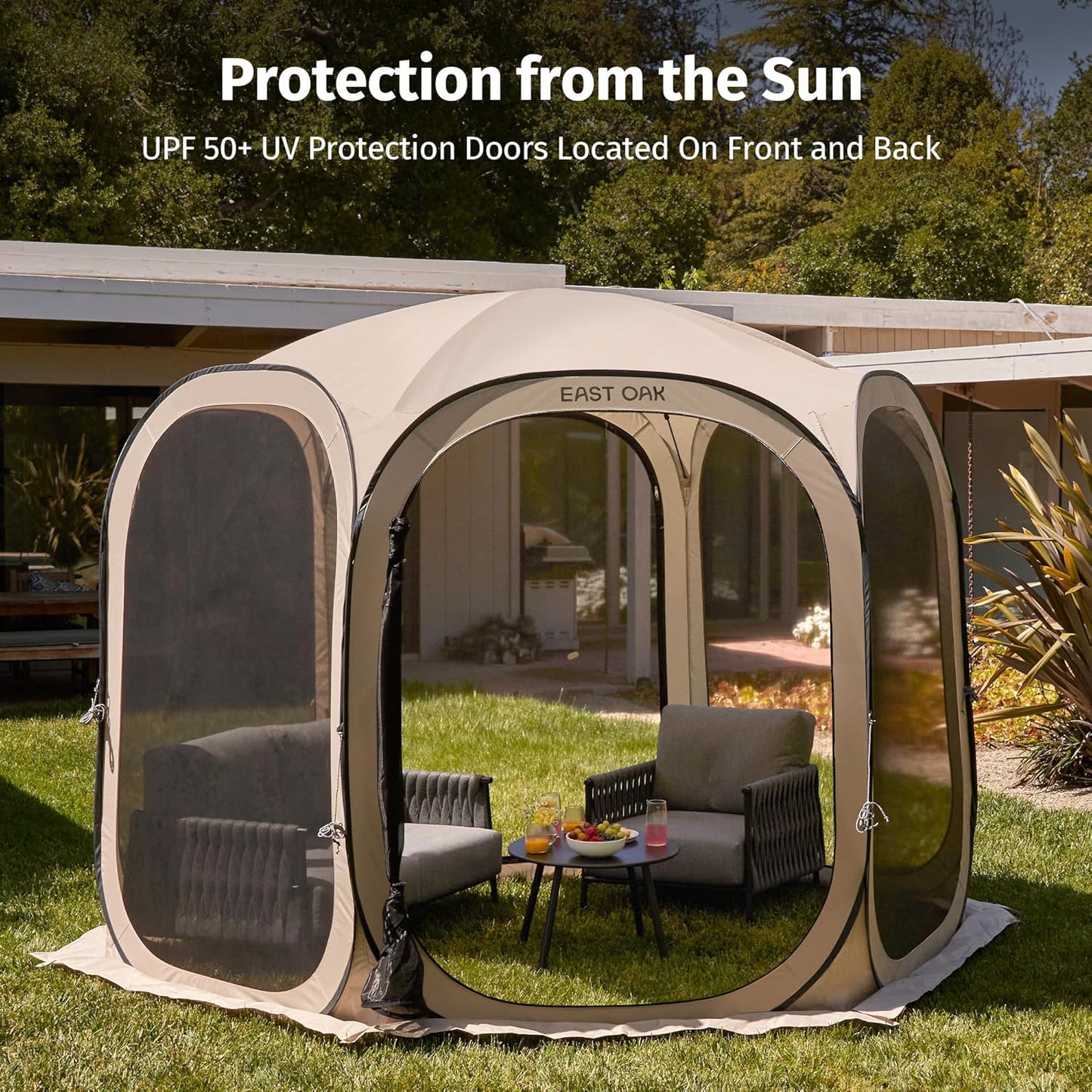 East Oak Screen House Tent Pop-Up, Portable Screen Room Canopy Instant Screen Tent 10 x 10 Ft. With Carry Bag For Patio, Backyard