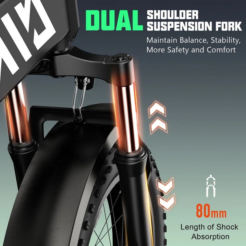 Tst Electric Bike 4.0 Fat Tire Foldable Ebike 48V 13Ah Battery 750W Electric Commuter Bicycle With LCD 20 In. One-Step Folding Electric City