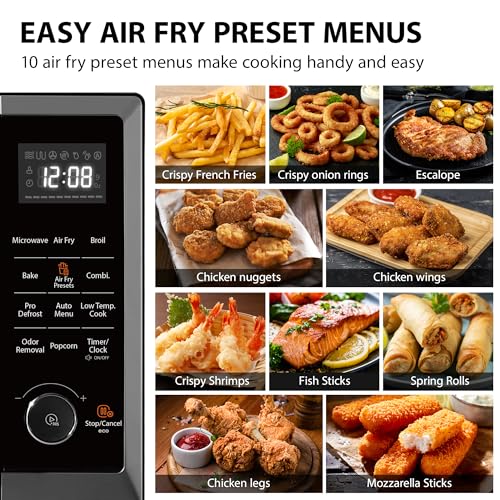 Toshiba Air Fryer Combo 8-in-1 Countertop Microwave Oven, With Convection, Broil, Odor Removal Mode, 12.4 In. Position Memory Turntable