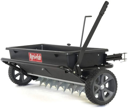 100 Lb. Tow-Behind Lawn And Garden Spiker/Seeder/Drop Spreader For Seed, Fertilizer, Salt, Ice Melt, Designed To Pull Behind Lawn And Garden Tractors