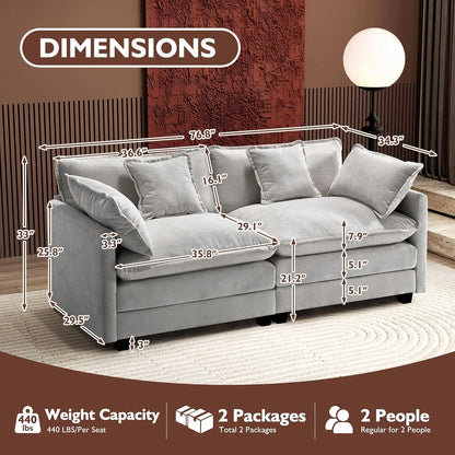 111.4 In. L-Shaped Modern Sofa Modular Cloud Sofa Ottoman 4-Seater Chenille Deep Seat Sofa