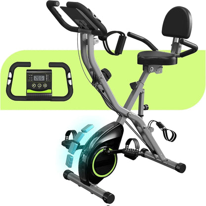Foldable Exercise Bike Stationary Bikes For Home, 5-in-1 Indoor Workout Bike, Cycling Bike With 16-Level Quiet Magnetic Resistance